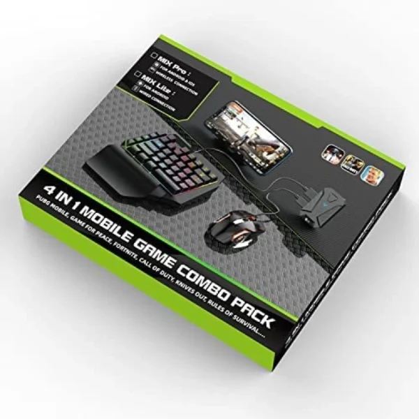 4 in 1 Mobile Gaming Combo Pack Bundle for PUBG with Gaming Mouse Keyboard Mobile Adapter & Holder - Image 2